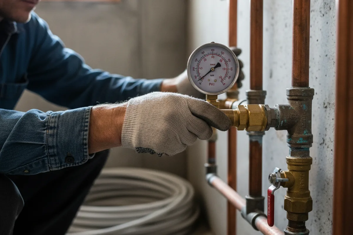 Pressure testing a repaired line during Water Line Repair in Syracuse